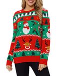 MyFav Women's Christmas Snowman Knitted Jumpers Long Sleeve Crew Neck Festive Holiday Pullover Ugly Sweater Knitwear,Snowman,M