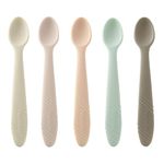 PandaEar 5 Pack Silicone Baby Spoons Self Feeding 4 6 Months, Baby Food Feeding Spoons Utensils, Gentle for Baby Led Weaning, Infant Spoons First Stage, BPA-Free, Easy to Clean