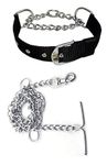 Woofy Pups&Pets Combo of Metal Chain Leash with Choke Collar Safety Metal Chain Gentle Choker Chew Proof Strong Nylon Adjustable Collar (Medium Size - 3/4 Inch and Chain Weight 350 gm, Black Color)