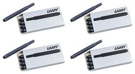 LAMY T10 Set of 4 Ink cartridges with Large Ink Capacity - Suitable for All Lamy Fountain Pen Models - Contents 1.25 ml per Cartridge - 5 Pieces per Pack - Ink Color Black