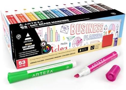 ARTEZA Dry Erase Markers Pack of 52, Chisel Tip, 12 Assorted Colors with Low-Odor Ink, Whiteboard Pens