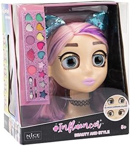 Nice Group- Influencer Make Up Doll, Testa da Truccare e Pettinare con Occhi Cambia Colore per Bambine Influenzare Trucchi, Multicolore, Taglia Unica, 92049