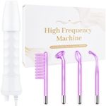 High Frequency Facial Wand - Uaike 4 in 1 Violet Portable Handheld High Frequency Facial Machine - at Home Face Skin Wand Device with 4 Pcs Purple Glass Tubes