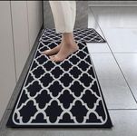 HomeCloud Rubber Kitchen Mats for Floor Set of 2 Pcs | Non-Skid, Soft Absorbent Rugs for Kitchen, Laundry, and Hallway | 120x40cm, 40x60cm| 4mm Thickness (Trap_Black)