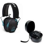 Walkers Razor Slim Electronic Shooting Hearing Protection Muff (Sound Amplification and Suppression) with Protective Case, Black/Teal