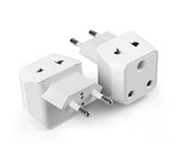 Ceptics India To Europe Travel Adapter Plug Â– 2 In 1 Germany,France Smartphone Adapter-Type C-Ce Certified-Rohs Compliant Â– White-2 Pack