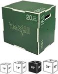 Yes4All 3 in 1 Non-Slip Wooden Plyo Box, Plyometric Box for Home Gym and Outdoor Workout 24" 20" 16" - Green