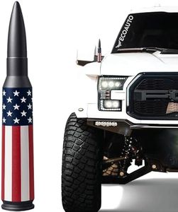 EcoAuto Bullet Antenna Replacement for Dodge Ram & Ford F150 F250 F350 Super Duty Ford Raptor Bronco Trucks - Anti-Theft Design - Radio Antenna for Truck 1990 - Current (American Flag)