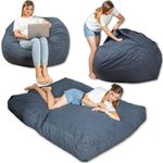 bananair - Convertible Bean Bag Chair, Easily Transforms into a Comfortable & Soft Floor Mattress – Corduroy Fabric & Foam Filling – Versatile Beanbag Sofa, Futon, Foldable Mattress (Midnight Blue)