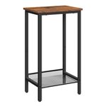 HOOBRO Tall Side Table, Industrial Telephone Table, Narrow Bedside Table with Adjustable Mesh Shelf, 2-Tier Small Coffee Table for Hallway, Living Room, Nightstand, Rustic Brown and Black EBF03DH01