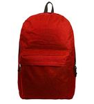 Classic Bookbag Basic Backpack Simple Student School Book Bag Casual Daily Daypack 18 Inch with Padded Back & Mesh Side Pocket Red