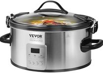 VEVOR Slow Cooker, 6QT 240W Electric Slow Cooker Pot with 3-Level Heat Settings, Digital Slow Cookers with 20 Hours Max Timer, Locking Lid, Ceramic Inner Pot for Home/Commercial Use