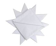 DUDU N GIRLIE Hhk Satin Border Mens Cotton Handkerchief, 12-Piece, White, 40x40cm UK