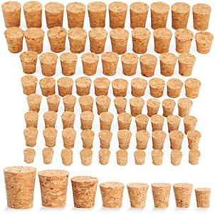 80-Pcs Small Cork Stoppers for DIY Crafts, Jars and Bottles, Replacement Mini Tapered Cork Plug Tops, Great for Bar, Restaurant, Home Use (8 Assorted Sizes) Bulk Pack