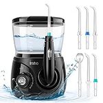 Initio Water Dental Flosser 2 Modes, 10 Adjustable Modes,Oral Irrigator with 600ML Detachable Water Tank, 6 Multifunctional Jet Tips,Water Dental Pick for Braces Care,Teeth Cleaner,Black