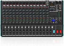 XTUGA TS15 Professional 15 Channel Audio Mixer with 99 DSP Effects,7-band EQ,Independent 48V Phantom Power&Mute Button,Bluetooth Function,USB Interface Recording for Studio/DJ Stage/Party