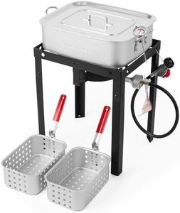 OuterMust 58,000 BTU Outdoor Fish Fryer with Baskets and Lid, 18 Qt. Propane Deep Fryer and 2 Inner Baskets, Ideal for Frying Fish, Chicken Wings, French Fries