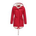 YYNUDA Womens Winter Hooded Coat Fleece Jacket Warm Ladies Coat Long Sleeve Parka Coat Red 4XL