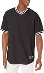 Augusta Sportswear Men's Augusta Retro V-Neck Baseball Jersey Shirt, Black | White, XXXL