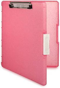 Dexas Slimcase 2 Storage Clipboard with Side Opening, Pink Glitter with White Binding