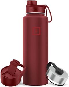 IRON °FLASK Camping & Hiking Hydration Flask, Wide Mouth, 3 Spout Lids, Stainless Steel Outdoor Water Bottle, Double Walled, Insulated Thermos, Metal Canteen - Rustic Berry, 40 Oz