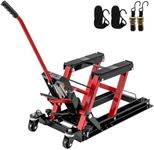 HOMFME 680 kg Hydraulic Motorcycle Lift Jack, Motorbike Lifting Stand with 3-Level Height Adjustable Platform, Wheels, Heavy Duty Motorcycle Jack Lift Table Hoist Stand for ATV UTV Quad (Red)