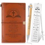 Tenare 3 Pcs Christian Gift Including Christian Notebook Bible Leather Journal Christian Ballpoint Pen Bible Verse Bookmarks for Her Him Graduation Gifts Inspirational Religious Gifts