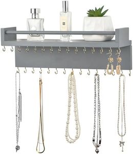Zhithink Hanging Jewelry Organizer Necklace Organizer Jewelry Hanger with 30 Hooks,Wall Mounted Jewelry Organizer for Necklace Earrings and Rings(Grey)