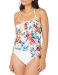 Athena Women's Plus Size Blouson Bandeau Swimsuit Tankini Top, Tropical Multi, 24W