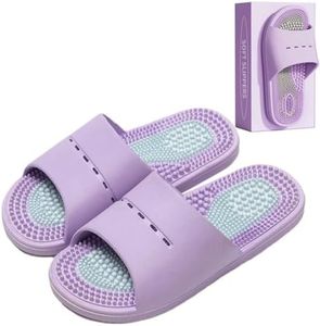 MOTTLED SKY Acupressure Massage Slippers Acupressure Foot Massager Shoes Reflexology Sandals Gift for Men Women Reduce Feet Neuropathy Pain Relief and Tension (Light Purple,US Women 5-6/men 3.5-4.5)