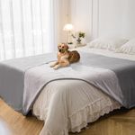 Tuffeel 100% Waterproof Dog Blanket, Soft Leak Proof Pet Couch Throw for Sofa, Bed Furniture Protector Covers from Dogs Puppys Washable(82"x108", Light Grey+Dark Grey)