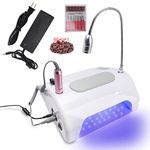 5 in 1 Professional 30000rpm Electric Nail Drill Machine,48_96W UV LED Nail Lamp for Gel Nail Polish, Nail Dust Collector for Acrylic Nails Manicure, Nail Dryer with 360° Desk LED Lamp in Salon & Home