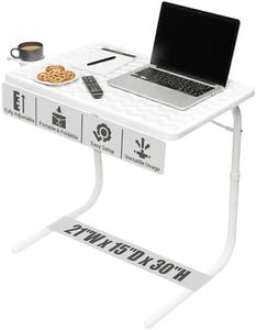 Table Mate II TV Tray Table - Folding TV Dinner Table, Couch Table Trays for Eating Snack Food, Stowaway Laptop Stand, Portable Bed Dinner Tray - Adjustable TV Table with 3 Angles, Cup Holder, White