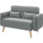 costoffs Contemporary Small Loveseat Upholstered Sofa 2-Seater Settee Stylish Futon Mid-century Modern Couch Lounge with Lumbar Pillows for Living Room/Office/Bedroom Light Gray