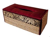 CCcollections Handmade Reed Tissue Box Cover Case - Eco-Friendly Materials (Red Burgundy)