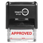 Imprint 360 AS-IMP1102R Approved Stamp with by: & Date:, Red Ink, Heavy Duty Commercial Self-Inking Rubber Stamp, 9/16" x 1-1/2" Impression Size