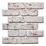 Commomy 10 Pcs Faux Brick Effect Tiles - 11.8"X11.8" Small Brick Size Tile PVC 3D Self Adhesive Whitewash Brick Tiles 3D Wall Panels for Living Room,Fireplace,Bedroom,Camper