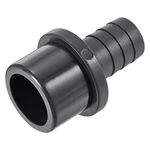 sourcing map PVC Pipe Fitting 20mm Barbed x 32mm OD Spigot Straight Tube Adapter Hose Quick Connector, Black