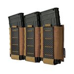 IDOGEAR Tactical 5.56 Triple Mag Pouch MOLLE Magazine Pouch Rifle Magazine Carrier with Carbon Fiber MOLLE Panel Fit for M4 M14 M16 AR15 (Coyote Brown)