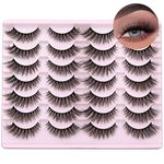 Wispy Mink Lashes Natural False Eyelashes Fluffy 16mm Cat Eye Lashes Pack 5D 14 Pairs Fake Eyelashes by TNFVLONEINS