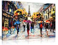 Modern Oil Painting Colourful Paris Canvas Wall Art Picture Print (24x16)