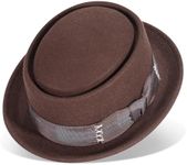 Pork Pie Hats for Men/Women, 100% Wool Felt Hat Stout Porkpie Breaking Bad Hat Flat Top Fedora Hats Boater Derby Crushable, Tan-classic, Medium