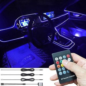 TABEN Luz de Ambiente para Coche RGB Control Remoto Lámpara de luz Decorativa Reparación de Bricolaje Tubo de Fibra óptica Flexible 8 Colores Iluminación Interior Luz de atmósfera 1W DC 12V 4m