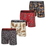 ED HARDY Mens Boxer Briefs Active Stretch Breathable Underwear, Comfortable Gym Boxer Briefs- Multipack, 4pk - Skulls, Tiger, Leopard, Panther, Large