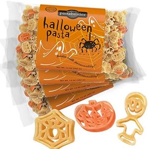 Pastabilities Fun Shaped Pasta for Kids - Halloween - Pumpkin Spider and Ghost Holiday Theme, Non-GMO Natural Wheat and Vegetable Pasta, All-Natural, Kosher Certified, Made in the USA, (4 Pack, 14 Oz)