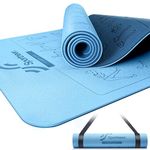 Sportneer Instructional Yoga Mat with Strap - Double Sided Non Slip TPE Workout Mat, 24" Wide x 72" Long 6mm Thick Exercise Mat with 150 Printed Yoga Poses for Yoga Pilates and Floor Exercise