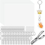 cridoz Shrinky Art Keychain kit, Including 20 Sheets Shrink Plastic Paper, Keychain Clip, Split Key Rings, Key Rings with Chain, Jump Rings, Hole Punch for Crafts Creative