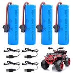 Hojalis 3.7V 1200mAh Li-ion Battery, 4 Pcs RC Rechargeable Batteries with Usb Charger SM-2P Plug Connector, Universal Lithium Battery for RC Car Off Road Truck Jumper Vehicle Drift Monster Toys