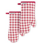 KitchenAid Gingham Oven Mitt 2-Pack Set, Passion Red, 7"x13"