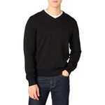 Amazon Essentials Men's V-Neck Sweater, Black, Medium